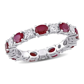 1 4/5 CT TGW Ruby and 5/8 CT TW Diamond Eternity Ring in 14K White Gold