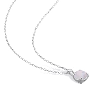 1 1/3 CT TGW Opal Solitaire Pendant With Chain in Sterling Silver