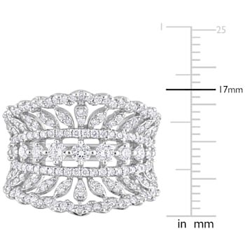 1 1/5 CT TGW Lab Grown Diamond Crown Design Wide Ring in 14K White Gold