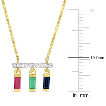 1/2 CT TGW Multi-Gemstone and Diamond Accent Necklace in 10K Yellow Gold
