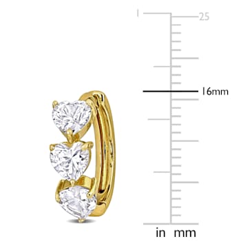 3 1/3 CT TGW Created White Sapphire Heart Hoop Earrings in Yellow Plated
Sterling Silver