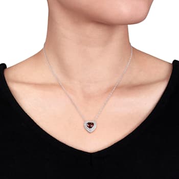 2 CT TGW Rhodolite and 1/4 CT TW Diamond Heart Pendant with Chain in 14K
White Gold