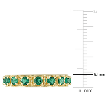 1 2/5 CTW Created Emerald Eternity Ring in Yellow Plated Sterling Silver