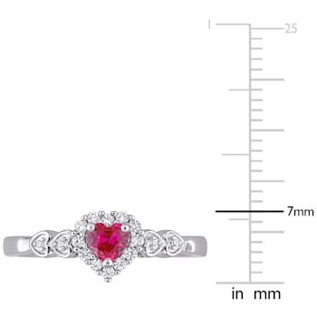 2/5 CT TGW Created Ruby, Created White Sapphire and Diamond Accent Halo
Ring in Sterling Silver