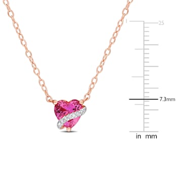 1 CT TGW Created Pink Sapphire and Diamond Accent Pendant with Chain in
Rose Plated Sterling Silver