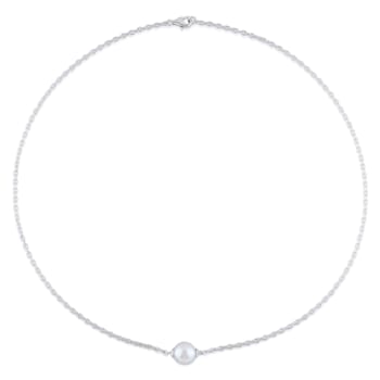 9-9.5 MM Freshwater Cultured Pearl Necklace in Sterling Silver