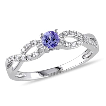 1/6 CT TGW Tanzanite and 1/10 CT TW Diamond Infinity Ring in Sterling Silver