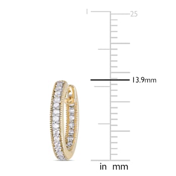 1/4 CT TW Inside Outside Diamond Hoop Earrings in 14k  Yellow Gold