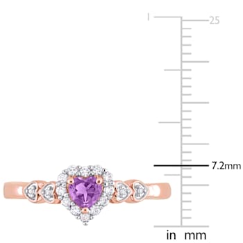 1/3 CT TGW Multi-Gemstones and Diamond Accent Halo Promise Ring in Rose
Plated Sterling Silver