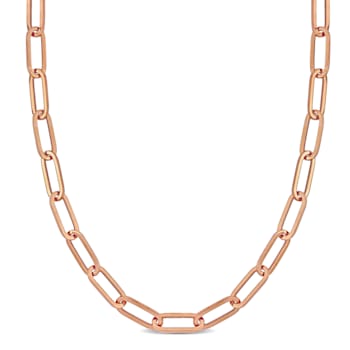 6.3mm Polished Paperclip Chain Necklace in 14k Rose Gold, 16 in