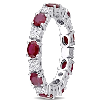 1 4/5 CT TGW Ruby and 5/8 CT TW Diamond Eternity Ring in 14K White Gold