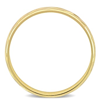 Men's 6mm Striped Wedding Band in 10K Yellow Gold