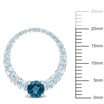 2 3/5 CT TGW Sky Blue and London Blue Topaz Graduated Open Circle
Earrings in Sterling Silver