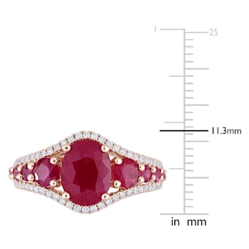 3 2/5 CT TGW Ruby and 1/3 CT TW Diamond Graduated Ring in 14K Rose Gold