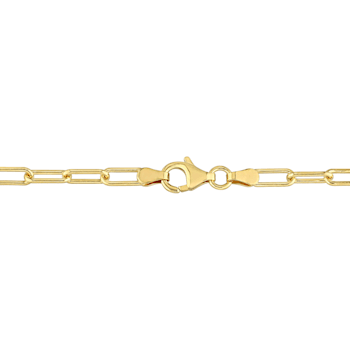 3.5MM Polished Paperclip Chain Bracelet in 18K Yellow Gold Over Sterling Silver