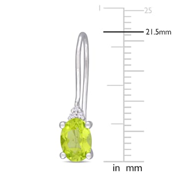1-5/8ctw Peridot and Diamond Accent Drop Earrings in Sterling Silver