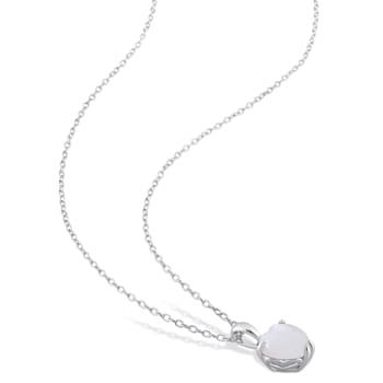 1 1/5 CT TGW Opal Solitaire Pendant With Chain in Sterling Silver