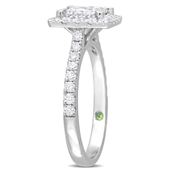 2 CT TGW Lab Grown Diamond with Tsavorite Accent Halo Engagement Ring in
14K White Gold