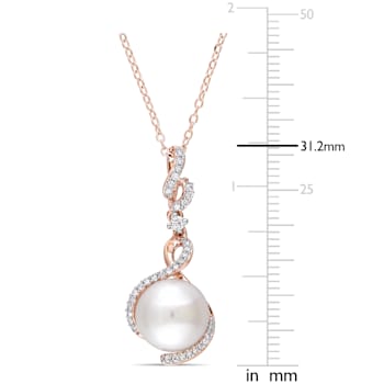 10-10.5MM Freshwater Cultured Pearl and 1/6 CT TW Diamond Pendant in
Rose Plated Sterling Silver