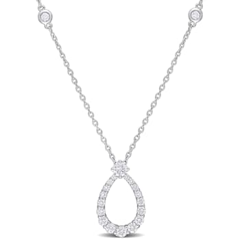 2/5 CT TW Diamond Open Teardrop Necklace in 14K White Gold