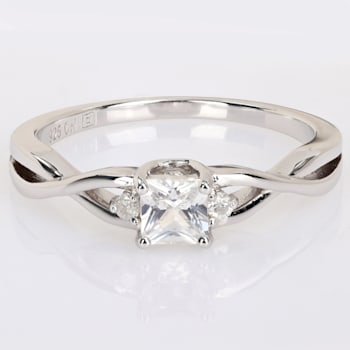 3/8 CT TGW Created White Sapphire and Diamond Accent Infinity Ring in
Sterling Silver