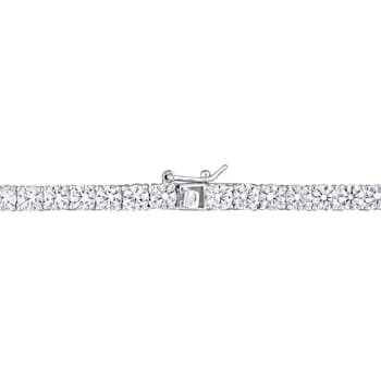 33 CT TGW Created White Sapphire Tennis Necklace in Sterling Silver