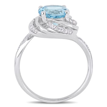 2 1/2 CT TGW Sky Blue and White Topaz with Diamond Accent Swirl Ring in
Sterling Silver