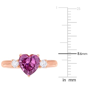 2 1/3 CT TGW Created Pink and White Sapphire Ring in Rose Plated
Sterling Silver