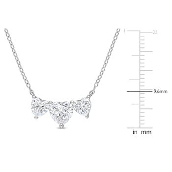 2 CT DEW Created Moissanite Triple-Heart Necklace in Sterling Silver