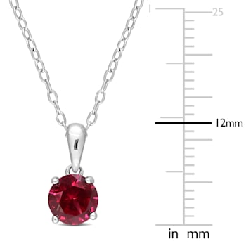 1 CT TGW Created Ruby Pendant with Chain in Sterling Silver
