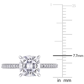 2 CT DEW Created Moissanite and 1/10 CT TW Diamond Engagement Ring in
14K White Gold