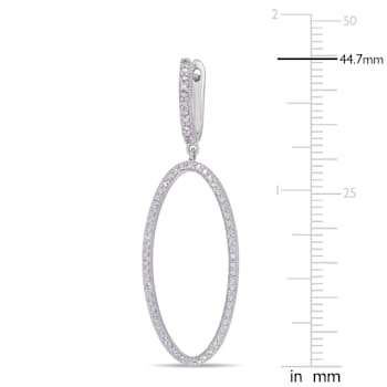 1/10 CT TW Diamond Oval Drop Earrings in Sterling Silver