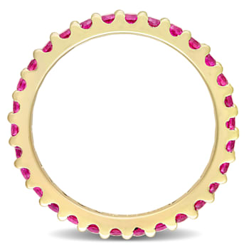 1 1/2 CT TGW Created Ruby Eternity Ring in 10K Yellow Gold