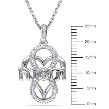 Diamond Infinity Heart "Mom" Pendant with Chain in Sterling Silver