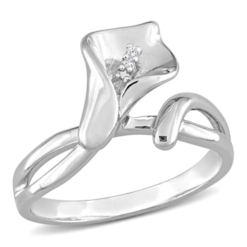 Diamond Calla Lily Ring in Sterling Silver