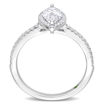 1 1/2 CT TGW Lab Grown Diamond with Tsavorite Accent Halo Engagement
Ring in 14K White Gold