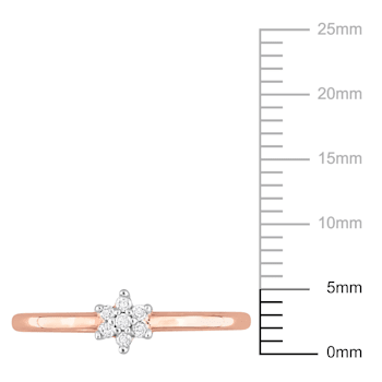 Diamond Accent Floral Promise Ring in 18K Rose Gold Over Sterling Silver