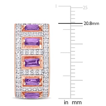 2 1/2ctw African Amethyst and White Topaz Hoop Earrings in 18K Rose Gold
Over Sterling Silver