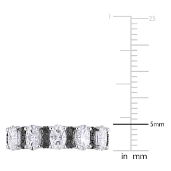 1 CT DEW Created Moissanite and 1/6 CT TW Black Diamond Semi Eternity
Ring in 10K White Gold