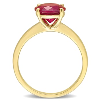 2 3/8 CT TGW Created Ruby Solitaire Ring in 10K Yellow Gold