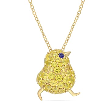 3 CT TGW Created Blue and Yellow Sapphire Chick Necklace in Yellow
Plated Sterling Silver