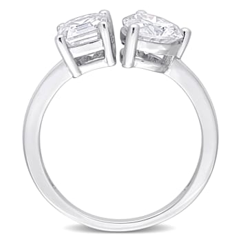 2 CT TGW Created Moissanite 2-Stone Ring in Sterling Silver