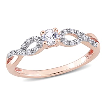 1/4 CT TGW Created White Sapphire and 1/10 CT TW Diamond Infinity Ring
Rose Plated Sterling Silver