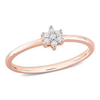 Diamond Accent Floral Promise Ring in 18K Rose Gold Over Sterling Silver