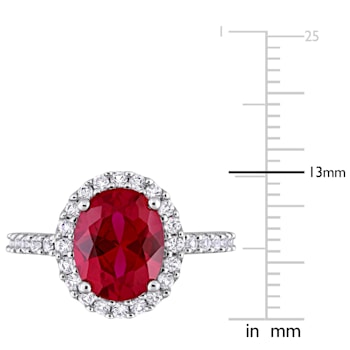 4 3/4 CT TGW Created Ruby and Created White Sapphire Halo Engagement
Ring in 10K White Gold