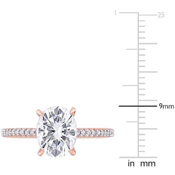 2 CT DEW Created Moissanite and 1/10 CT TW Diamond Engagement Ring in
14K Rose Gold