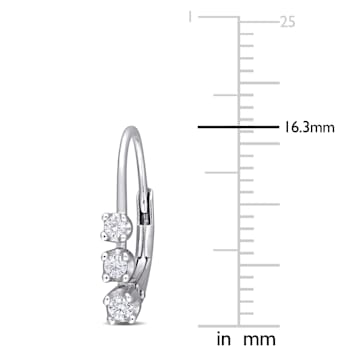 1/4 CT TW 3 Stone Diamond Leverback Earrings in Sterling  Silver