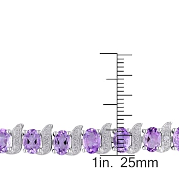 9 5/8 CT TGW Amethyst and Diamond Accent Bracelet in Sterling Silver