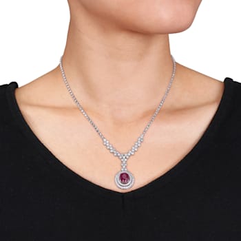 3 3/4 CT TGW Ruby and 2 3/4 CT TW Diamond Lariat Necklace in 14K White Gold