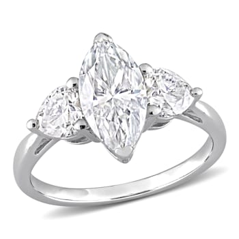 2 1/2 CT DEW Created Moissanite Three-Stone Engagement Ring in Sterling Silver